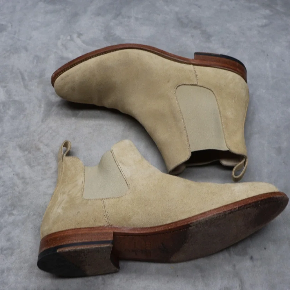 Lucent Men 11.5 Chelsea Boots White Suede Goodyear Welt Leather Sole Casual 45EU - Picture 3 of 15